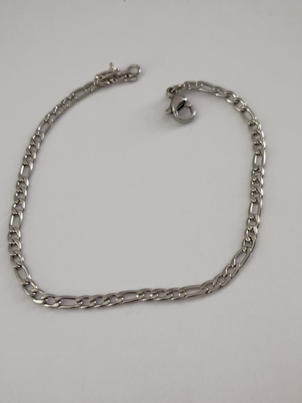 Men's Silver Figaro Chain Bracelet - Classic Link Design